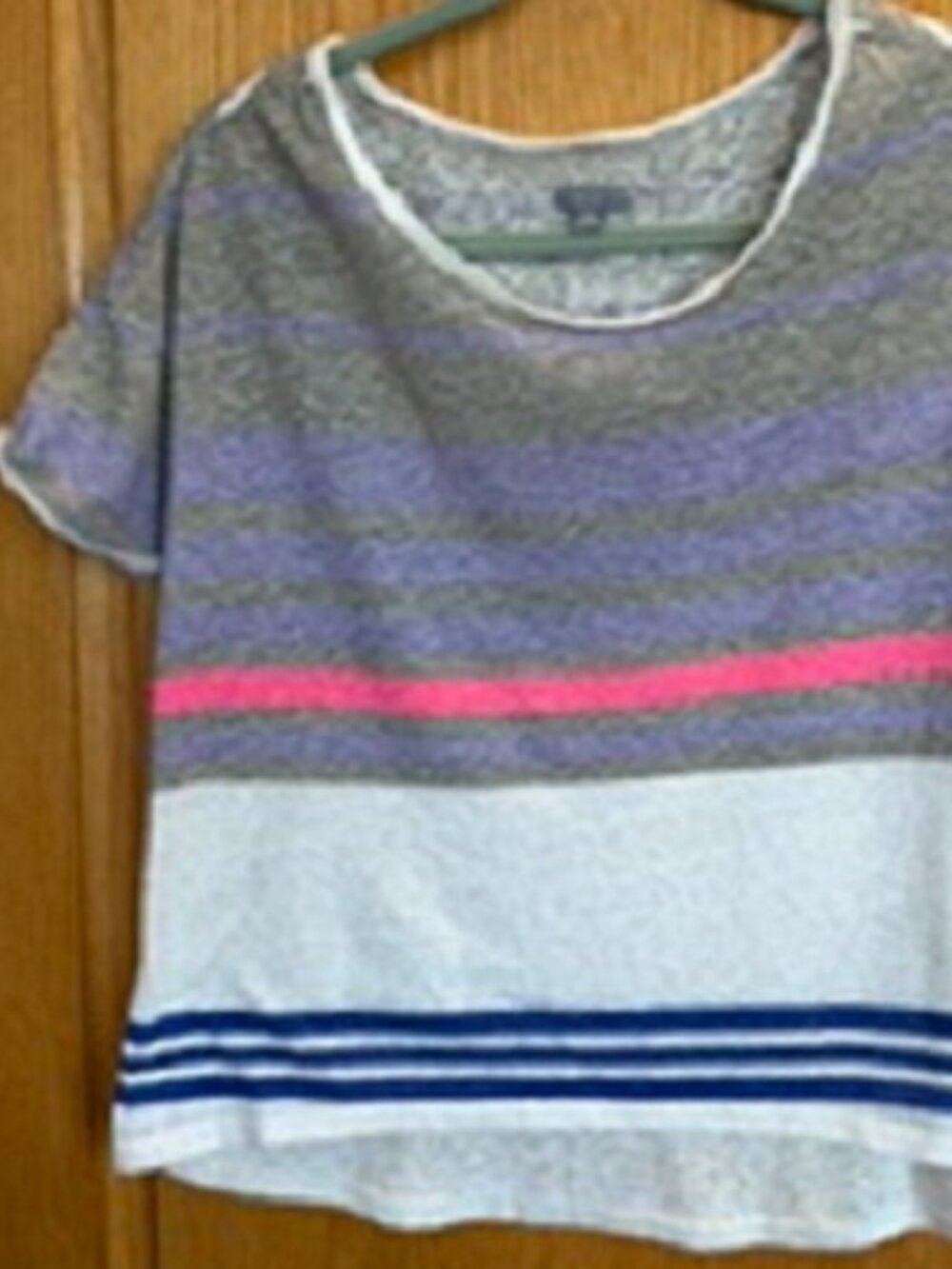 Aerie Women's T-Shirt Hi-Lo Cropped Striped Cotton Blend Top Sz: XS/TP